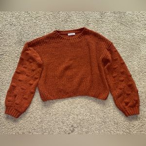 MOON & MADISON Brown Cropped Textured Long Sleeve Pullover Sweater Size LARGE